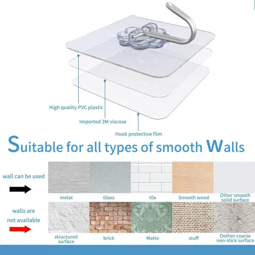 Rhimooay 25 db öntapadós fali horog, 10 kg terhelhetőség, fürdőszoba és konyha horog szett