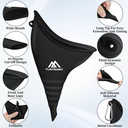 Urinal portabil pentru femei flintronic cu tub, pentru camping și călătorii