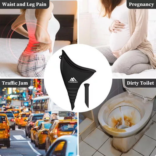 Urinal portabil pentru femei flintronic cu tub, pentru camping și călătorii