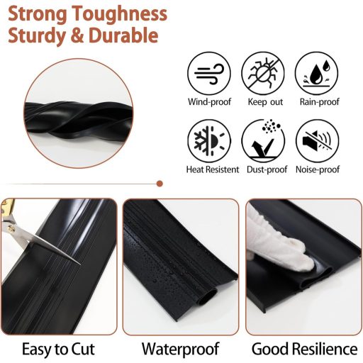 Gaahing 3m Garázskapu Padlótömítő Csík - Időjárásálló Gumi Szigetelőszalag T-Végű Dupla Sínhez, Fekete TPE Ütközésgátló