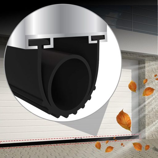 Gaahing 3m Garnitură de etanșare pentru ușa de garaj - Bandă izolatoare din cauciuc rezistentă la intemperii cu capăt T pentru șină dublă, protecție anti-coliziune TPE neagră