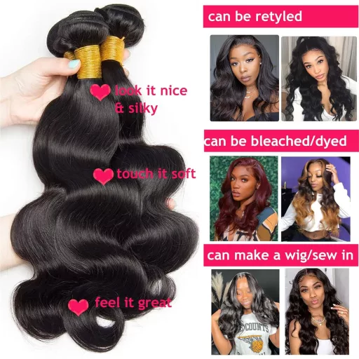 Extensii de păr negru Body Wave Huarisi 10A, 28 inch, Remy brazilian, 100g, pentru femei