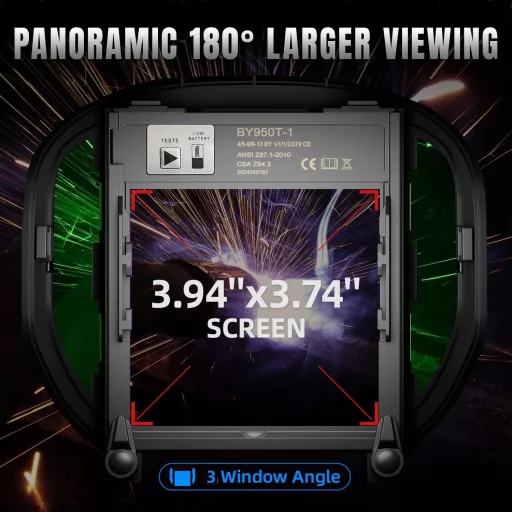 ANDELI Automata Sötétedő Hegesztőpajzs 180° Panoráma Nézet LED