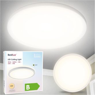   BestLuz LED stropna svjetiljka 18W 3600lm 4000K plosnata bijela kuhinja dnevni boravak