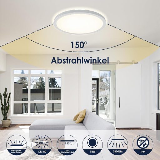 BestLuz LED stropna svjetiljka 18W 3600lm 4000K plosnata bijela kuhinja dnevni boravak