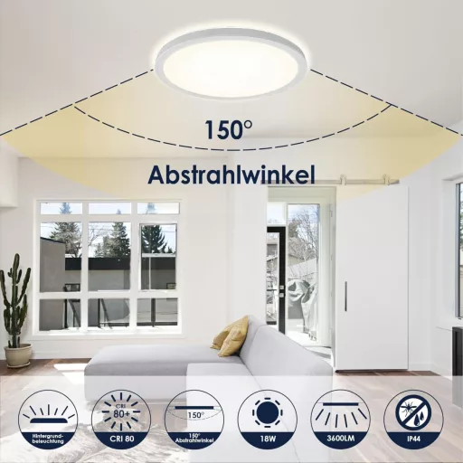 BestLuz LED stropna svjetiljka 18W 3600lm 4000K plosnata bijela kuhinja dnevni boravak