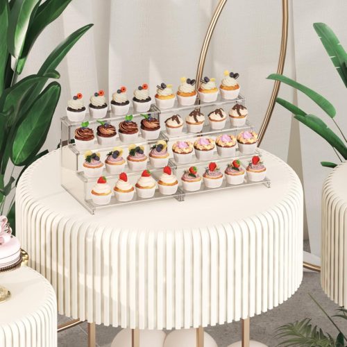Lifewit Átlátszó Süteménytartó Állvány - 4 Szintes Műanyag Tortatartó Muffinokhoz, Desszertekhez, Esküvőre, Partikra - 30,5 cm, 12 kg Teherb