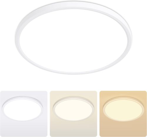 MOONSEA Lampă LED de plafon 24W - 3 Temperaturi de culoare (3000K/4000K/6500K), Corp de iluminat rotund, ultrasubțire, pentru baie, dormitor, bucătărie, 30cm