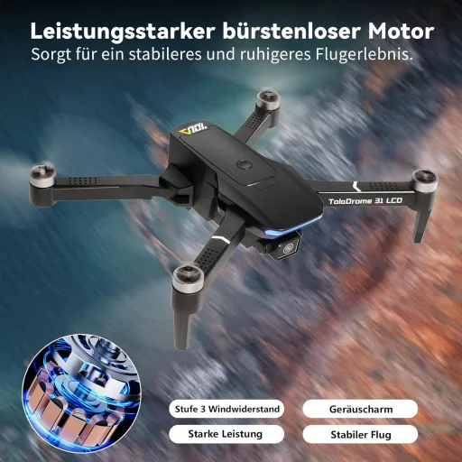 Toladrone TD31LCD Drón Beépített LCD Kijelzős Távirányítóval - Kefenélküli Motorral, Állítható Kamerával, Valós Idejű Képátvitellel, Kezdőkn