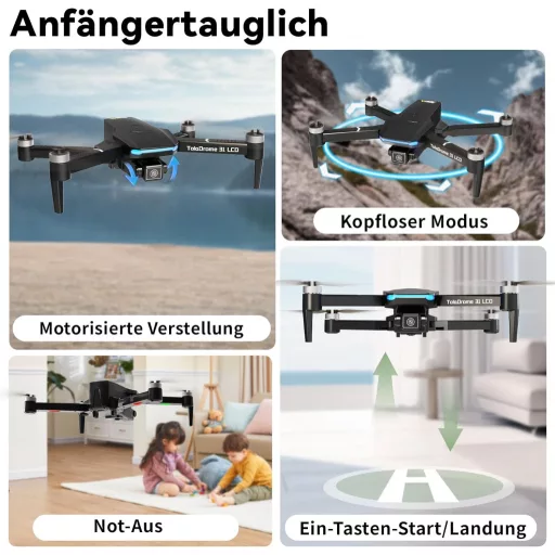 Toladrone TD31LCD Drón Beépített LCD Kijelzős Távirányítóval - Kefenélküli Motorral, Állítható Kamerával, Valós Idejű Képátvitellel, Kezdőkn