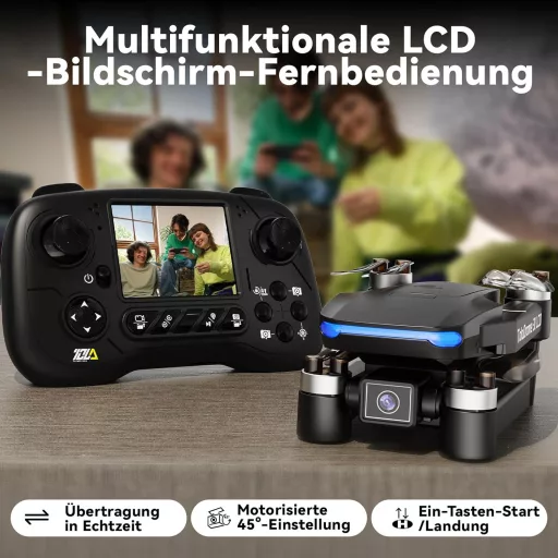 Toladrone TD31LCD Drón Beépített LCD Kijelzős Távirányítóval - Kefenélküli Motorral, Állítható Kamerával, Valós Idejű Képátvitellel, Kezdőkn