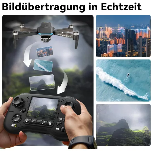 Toladrone TD31LCD Drón Beépített LCD Kijelzős Távirányítóval - Kefenélküli Motorral, Állítható Kamerával, Valós Idejű Képátvitellel, Kezdőkn
