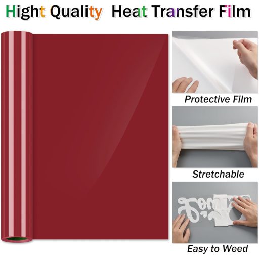 Sgooyir Piros Vasalható Vinyl Plotter Fólia Pólókhoz - Textil Hőtranszfer Fólia Ruhadekoráláshoz 30,5 x 183 cm