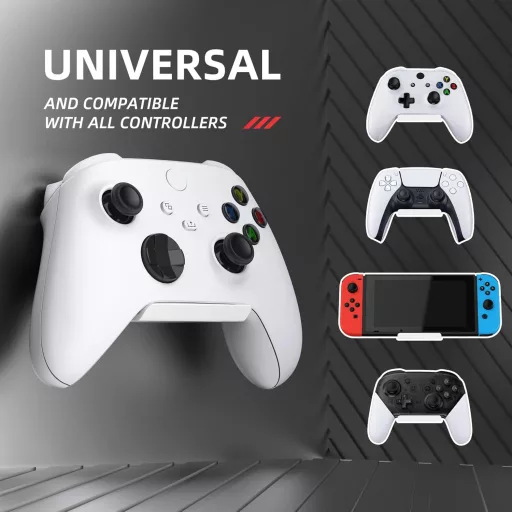 PlayVital FOLD nástenný držiak na ovládače PS5/PS4/Xbox Series X/S/Switch Pro a slúchadlá, biely, 2 kusy