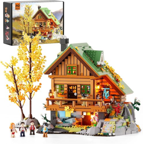 FUNWHOLE Cabană la Munte Kit de Construcție 2255 Piese, cu Iluminare LED, Model Refugiu în Pădure pentru Adulți și Adolescenți