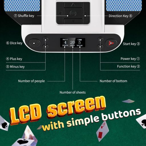 NEWTRY 2-în-1 Amestecător și Distribuitor de Cărți, Distribuitor de Cărți Rotativ 360° pentru UNO, Poker, Blackjack, cu 4 Telecomenzi, Până la 8 Jucători