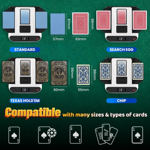 NEWTRY 2-în-1 Amestecător și Distribuitor de Cărți, Distribuitor de Cărți Rotativ 360° pentru UNO, Poker, Blackjack, cu 4 Telecomenzi, Până la 8 Jucători