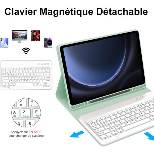 Jademall Samsung Galaxy Tab S9 FE+ 12.4" magnetska futrola s tipkovnicom, svijetlozelena