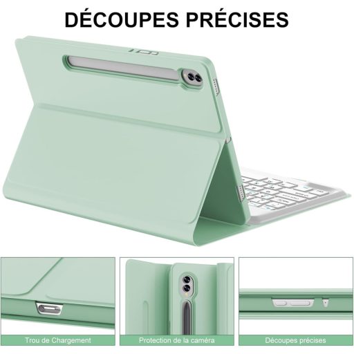 Jademall Samsung Galaxy Tab S9 FE+ 12.4" mágneses billentyűzet tok világoszöld