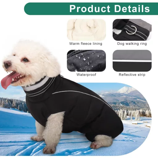 JULY'S SONG Pasji kaput s podstavom od flisa, prsluk za pse s reflektirajućim prugama za zimu i jesen