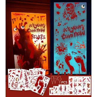   SUVEK 174 darabos Halloween ablakmatrica szett, vérfolt és zombi kéznyom dekoráció