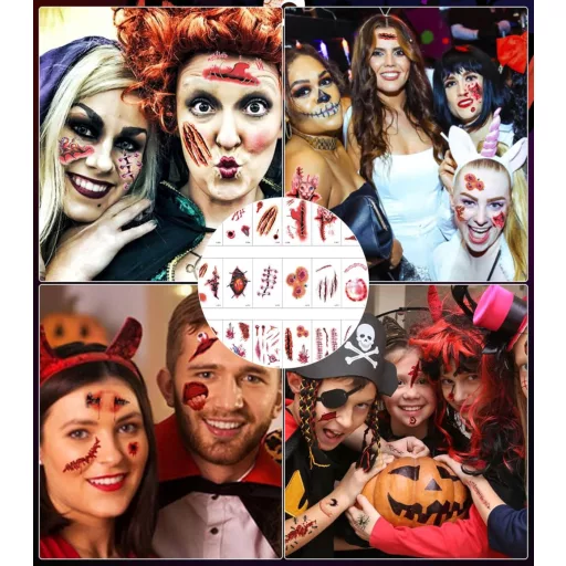 Set de 174 de autocolante de Halloween pentru ferestre SUVEK, decor cu pete de sânge și amprente de mâini de zombi.