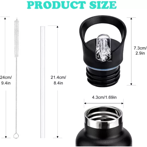 Capac cu pai NAMIS pentru sticle Hydro Flask cu gură standard, accesoriu pentru sticle de apă