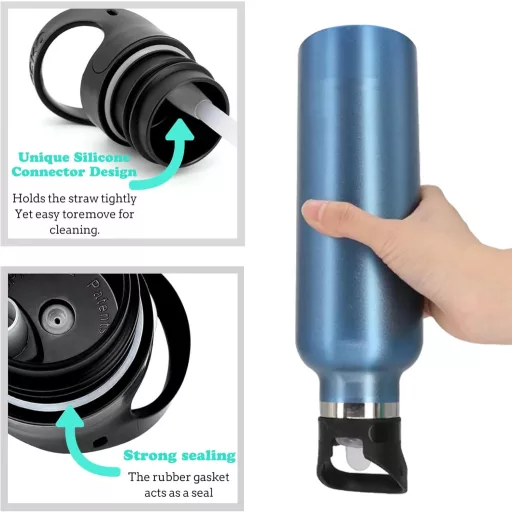 Capac cu pai NAMIS pentru sticle Hydro Flask cu gură standard, accesoriu pentru sticle de apă