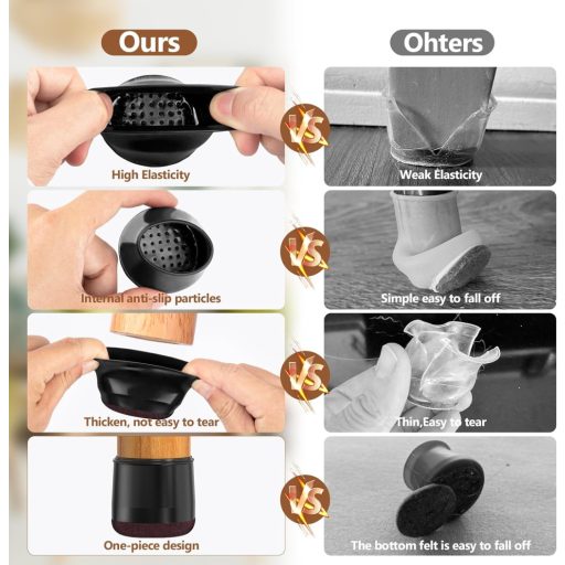 BAIPOK Szögletes Szilikon Széklábvédő 16 db, Parkettavédelem 29-37 mm