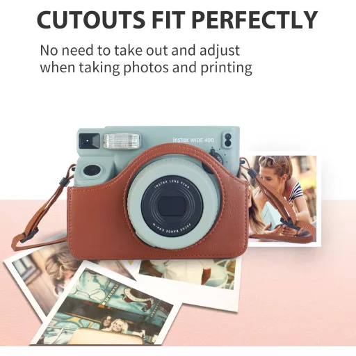 Leebotree Fujifilm Instax Wide 400 bőr tok barna, állítható pánt