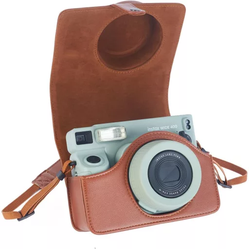 Leebotree Fujifilm Instax Wide 400 bőr tok barna, állítható pánt