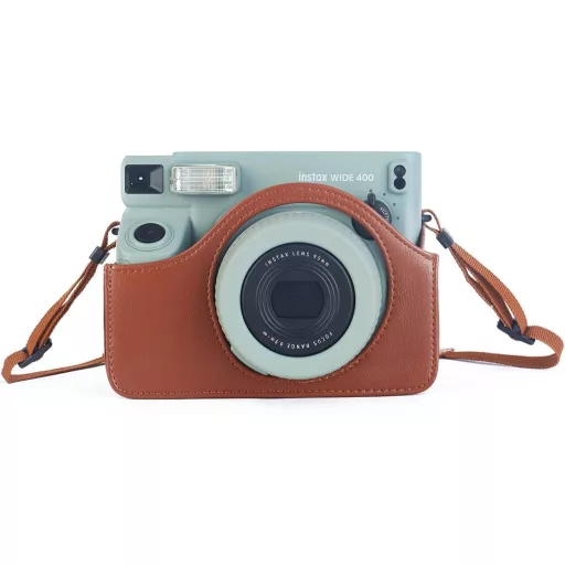 Kožené puzdro Leebotree pre Fujifilm Instax Wide 400, hnedé, s nastaviteľným popruhom