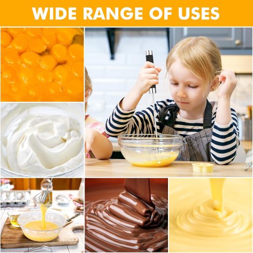 Kssvzz Félautomata Habverő 26 cm - Rozsdamentes Acél Konyhai Kézi Mixer Tojásszétválasztóval, Elektromosság Nélküli Sütés-Főzés Segéd, Mosog