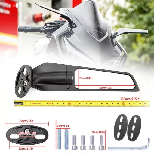 SERALI Motorkerékpár Visszapillantó Tükör 360° Forgatható Honda CBR Kawasaki Ninja