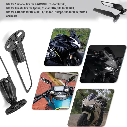 SERALI Motorkerékpár Visszapillantó Tükör 360° Forgatható Honda CBR Kawasaki Ninja