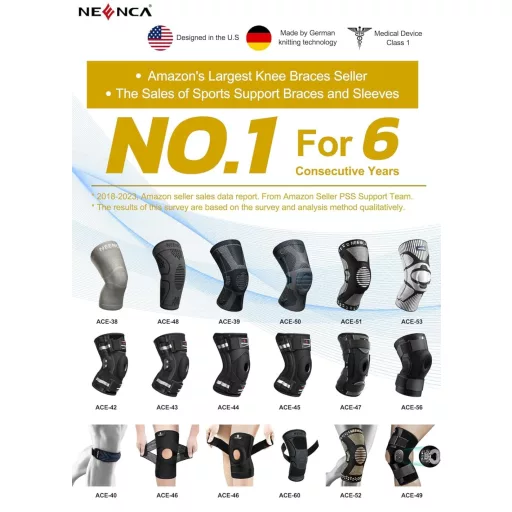 NEENCA Térdrögzítő Patella Gél Párnákkal és Oldalsó Stabilizátorokkal 3XL