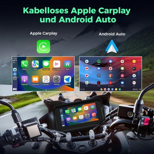 ITEFDTUTNE 5 Colos Vezeték Nélküli Carplay Kijelző Motorkerékpárhoz - IP67 Vízálló Érintőképernyő, Dupla Bluetooth, Hangvezérlés, Navigáció
