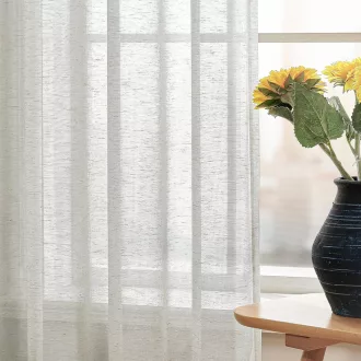   Deconovo Voile Függöny Lenvászon Textúra 280x140cm Szürke Karikás 2db