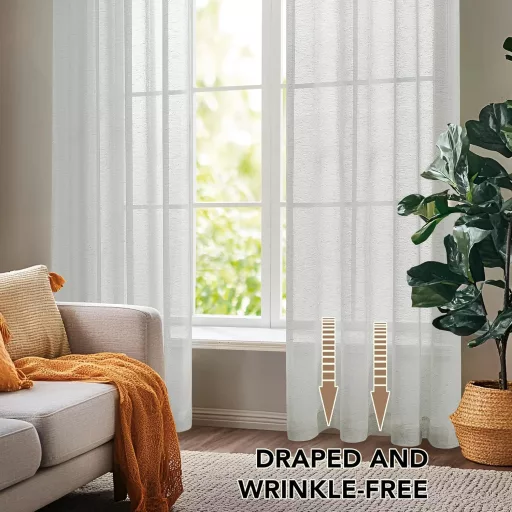 Deconovo Perdele Voile Textură In 280x140cm Gri Cu Inele 2 buc