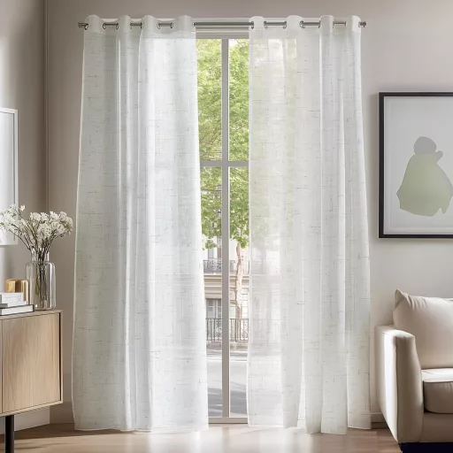 Deconovo Perdele Voile Textură In 280x140cm Gri Cu Inele 2 buc