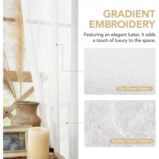 Deconovo Voile Draperii Transparente Albe 270x140cm Set 2 buc Design Modern