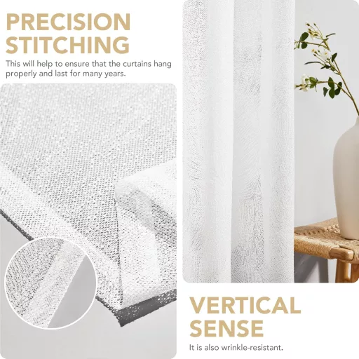 Deconovo Voile Draperii Transparente Albe 270x140cm Set 2 buc Design Modern