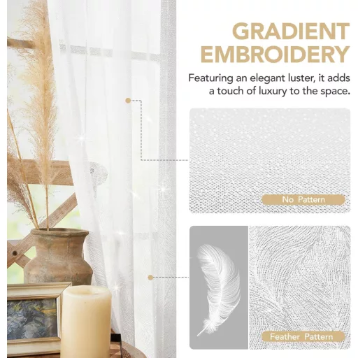 Deconovo Vivoila Függöny Hímzett Voile 245x140cm Fehér 2db