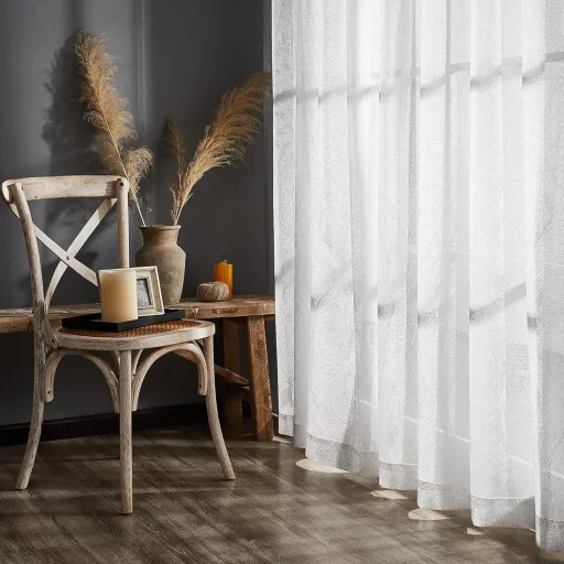 Deconovo Vivoila Függöny Hímzett Voile 245x140cm Fehér 2db
