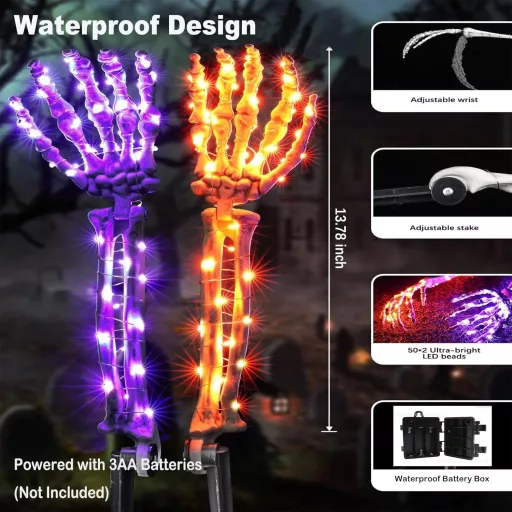 Kmljoee Halloween Csontváz Kerti Dekoráció Piros - 3 db Koponya Figura