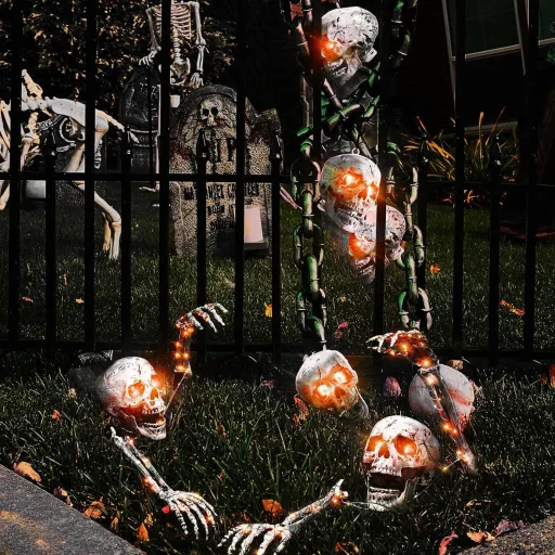 Kmljoee Halloween Csontváz Kerti Dekoráció Piros - 3 db Koponya Figura