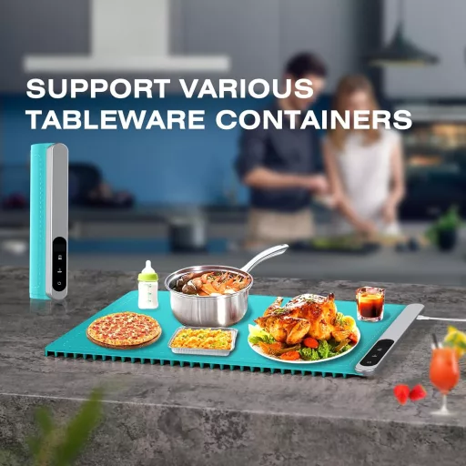 Tavă electrică de încălzire a alimentelor AMNCML, încălzire pe toată suprafața, portabilă