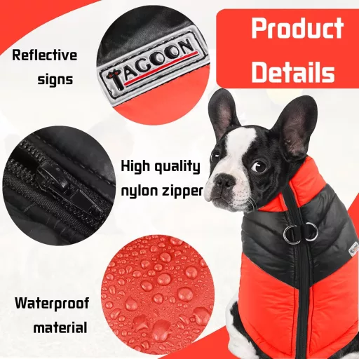 YOUYIKE Teplý psí kabát, nepremokavé zimné oblečenie pre psov, červené, XL