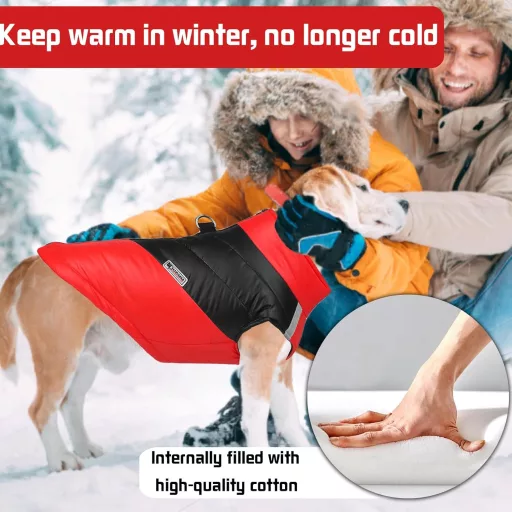YOUYIKE Teplý psí kabát, nepremokavé zimné oblečenie pre psov, červené, XL