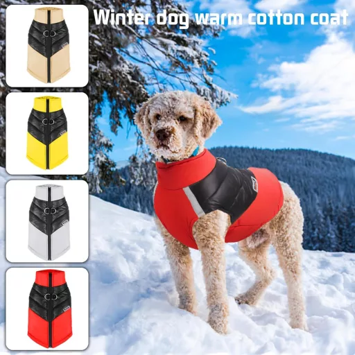 YOUYIKE Teplý psí kabát, nepremokavé zimné oblečenie pre psov, červené, XL